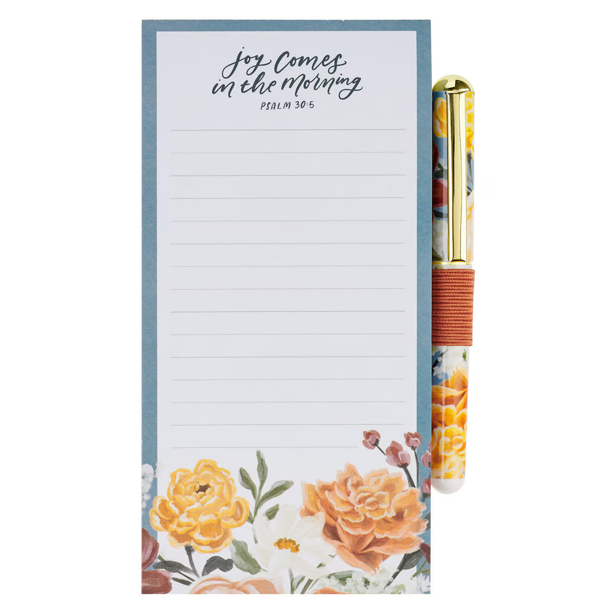 Joy Comes in the Morning Magnetic Notepad and Pen Gift Set - Psalm 30:5