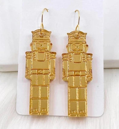 Gold Christmas Nutcracker Earrings