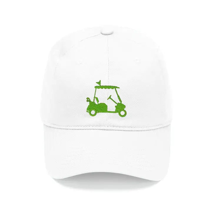 Embroidered Golf Cart White Cap