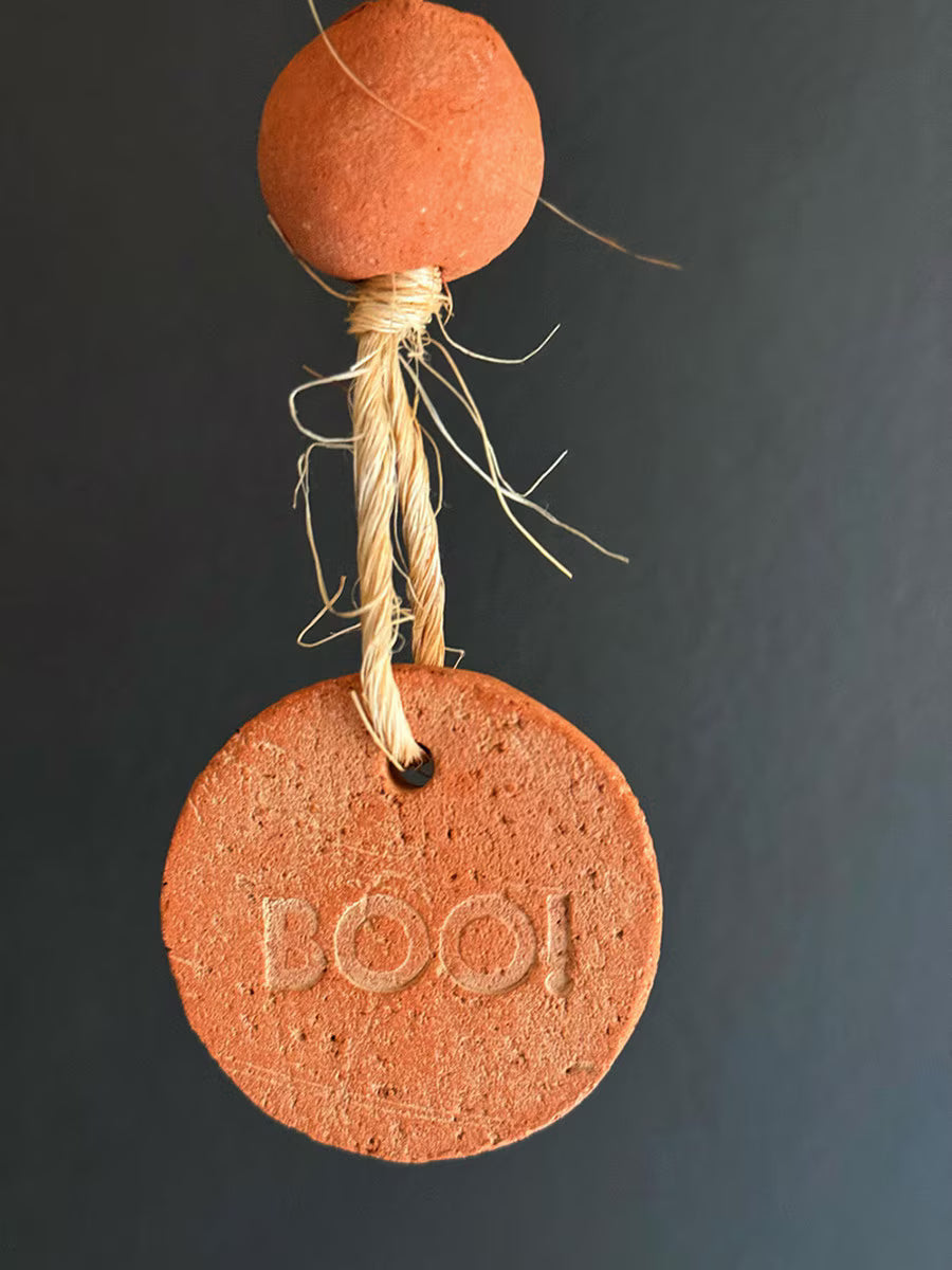 Set of 2 Clay Hanging Ghost Chimes
