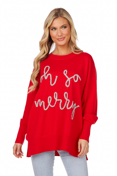 Mudpie “Oh So Merry” Sparkle Christmas Sweater