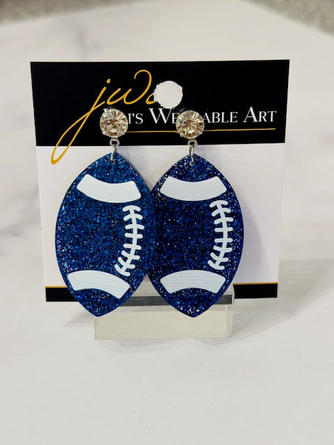 Glitter Acrylic Football Earrings