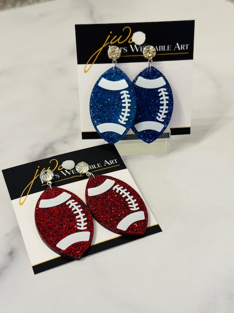 Glitter Acrylic Football Earrings