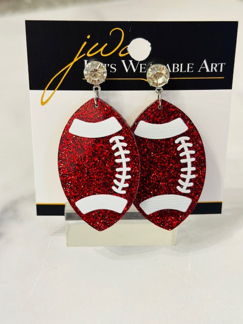 Glitter Acrylic Football Earrings