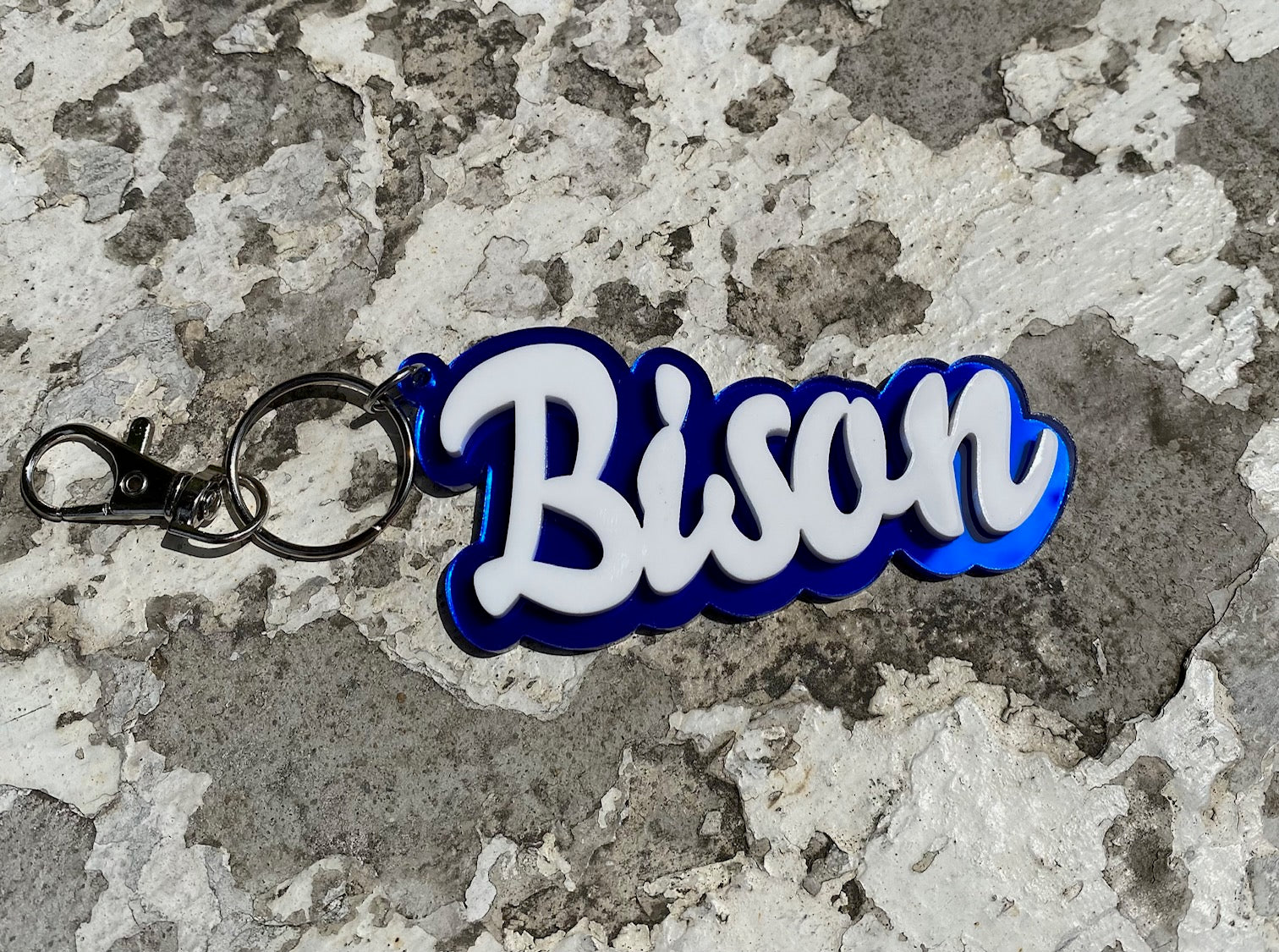 Bedford Bison Script Keychain