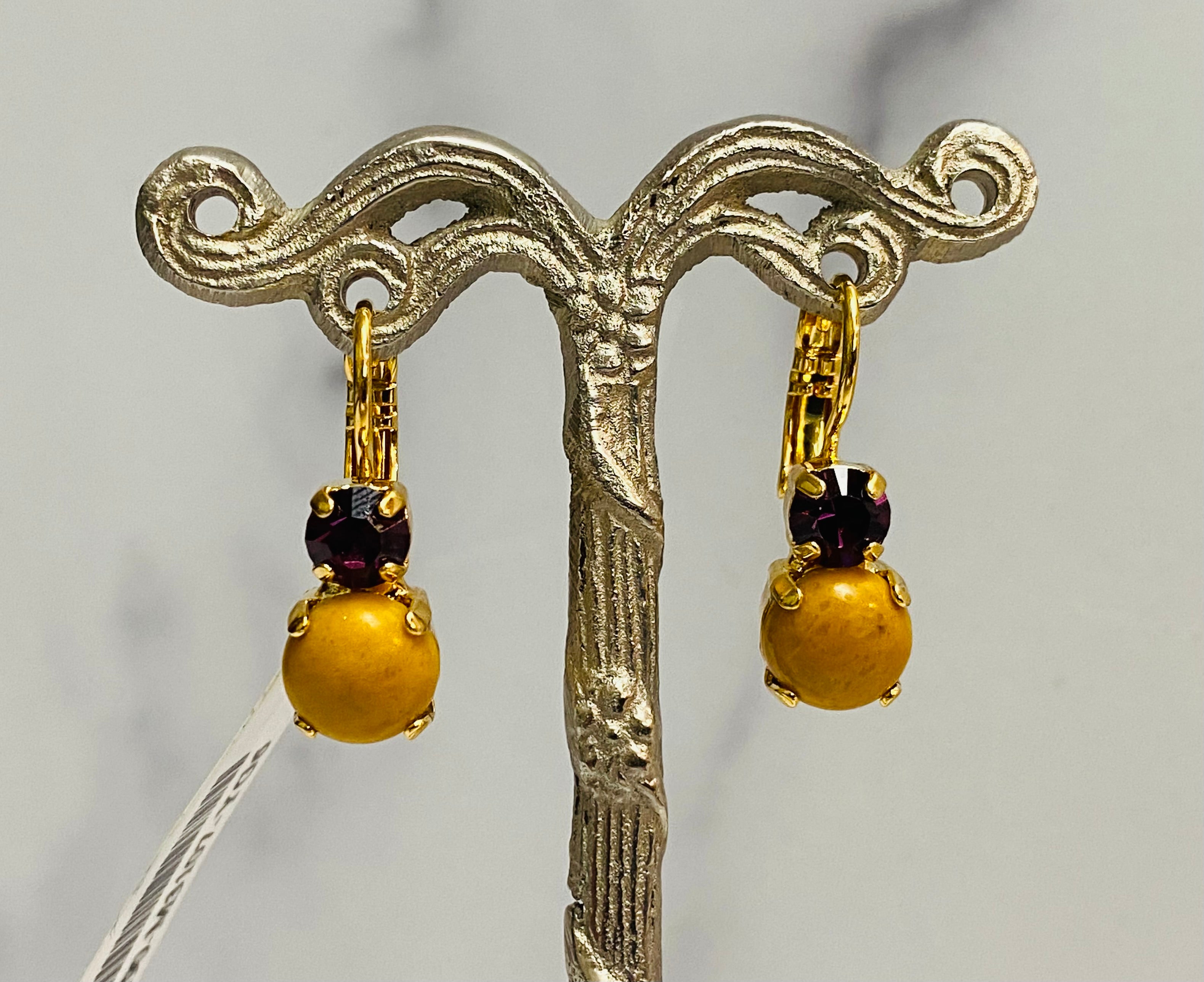 Mariana Gold Must-Have Double Stone Crystal Leverback Earrings in “Sunrise"