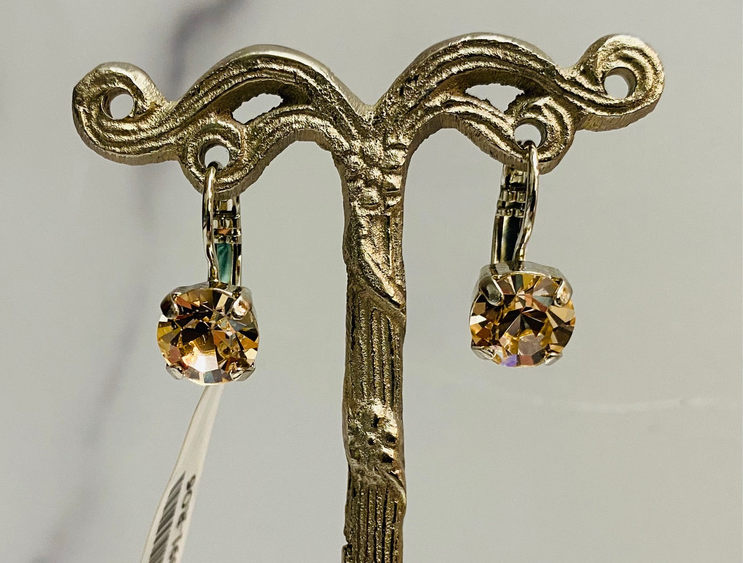 Mariana Silver Single Stone Leverback Crystal Earrings in "Silk”