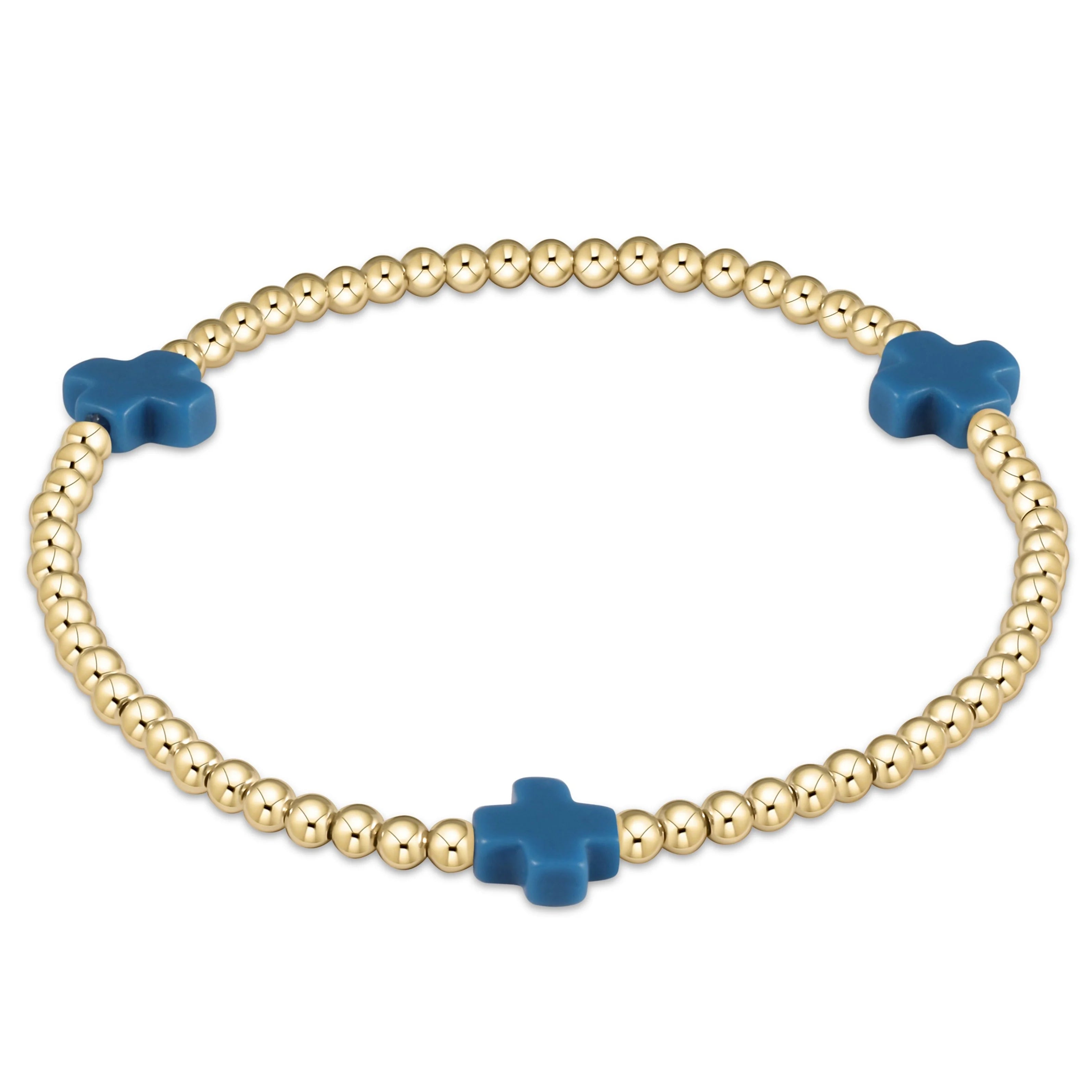 enewton Signature Cross 3mm Gold Bracelet | Cobalt
