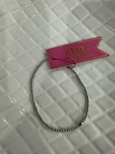 Stia Classy & Comfortable Silver Stretch Bracelets- Plain Beads 2MM