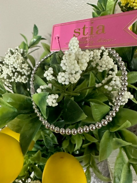 Stia Classy & Comfortable Silver Stretch Bracelets- Plain Beads 3MM