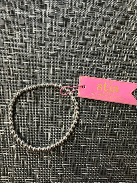 Stia Classy & Comfortable Silver Stretch Bracelets- Plain Beads 4MM