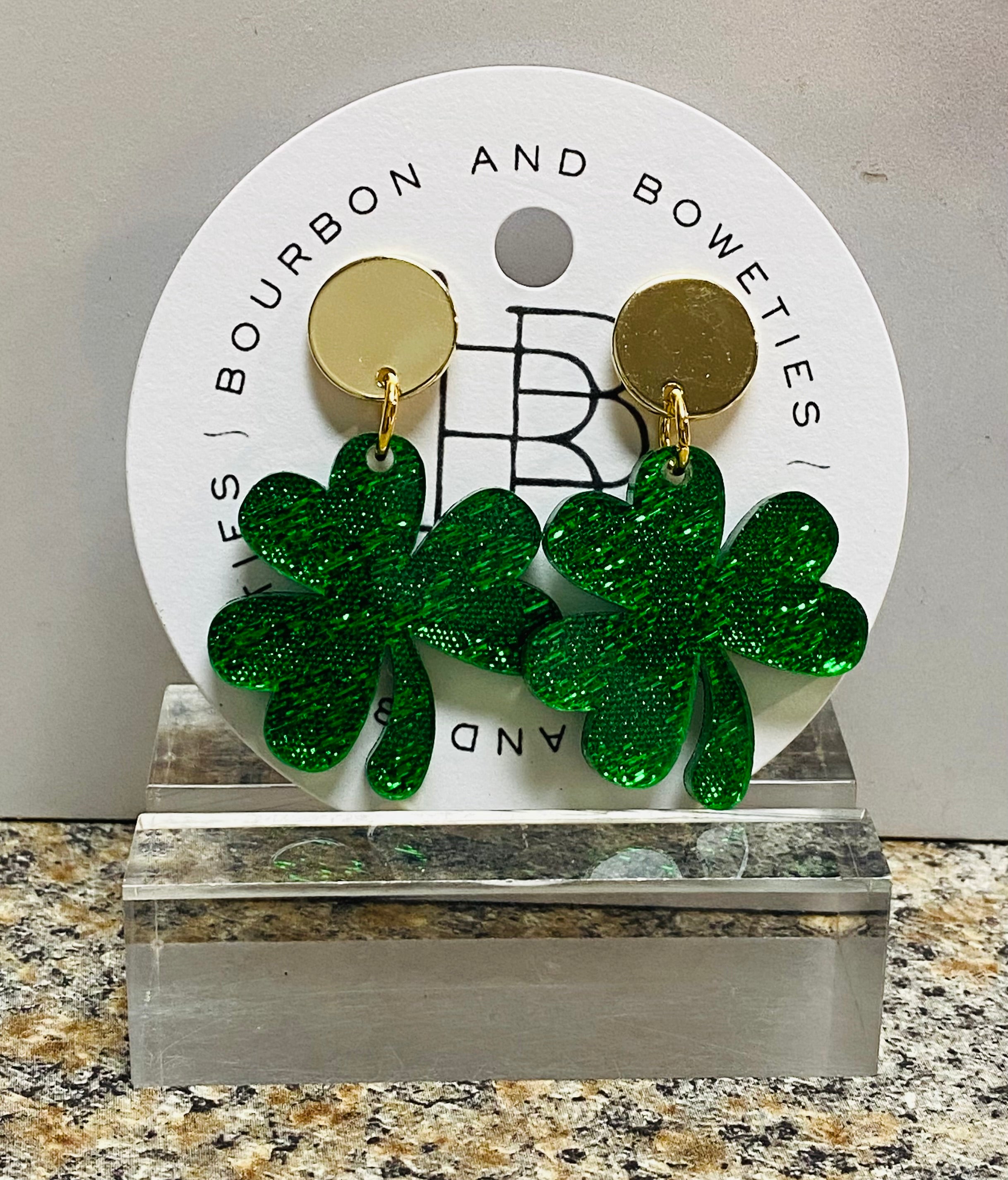 Bourbon & Boweties - Green Shamrock Earrings