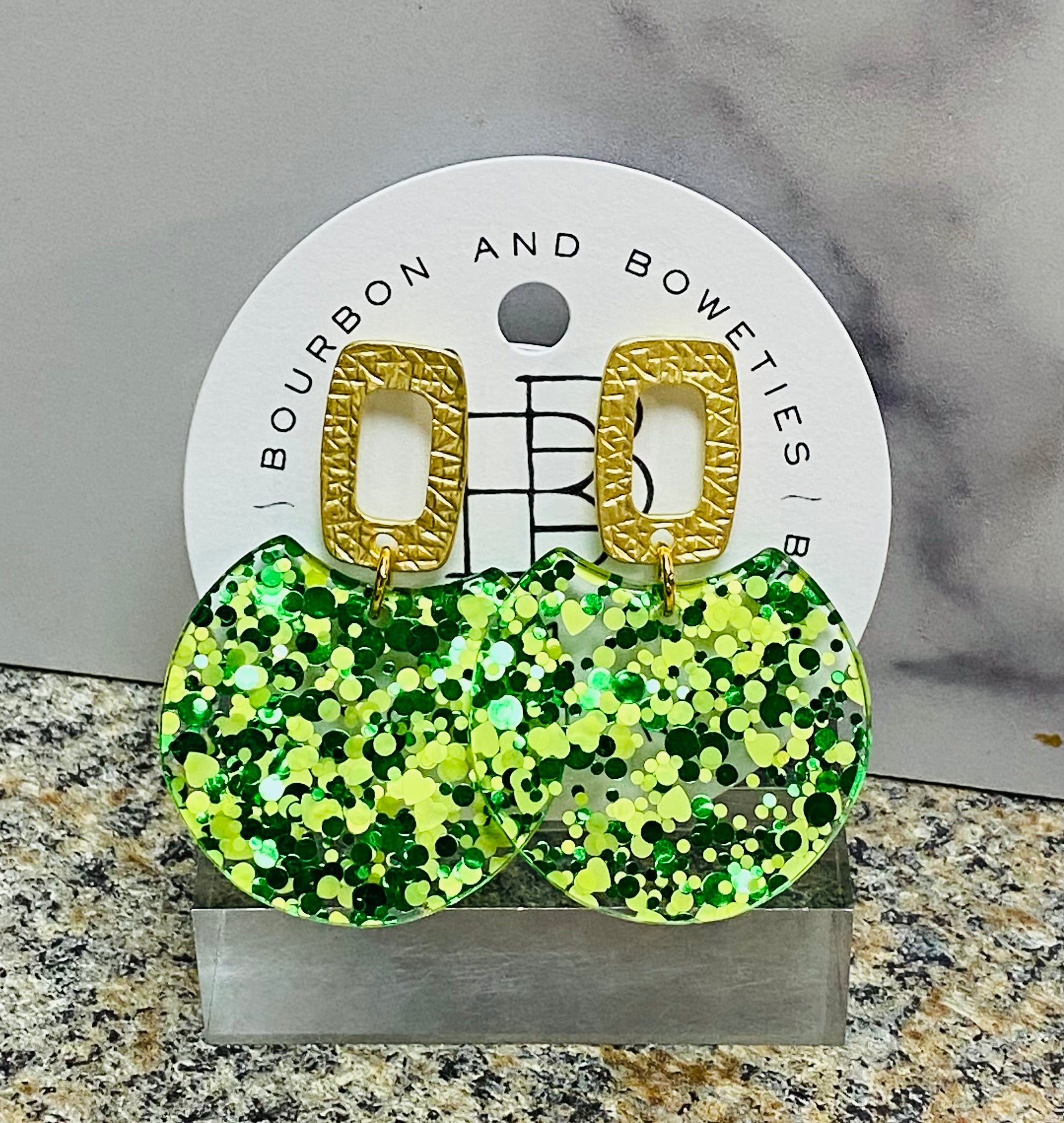 Bourbon & Boweties - Green Glitter Leighton Earrings