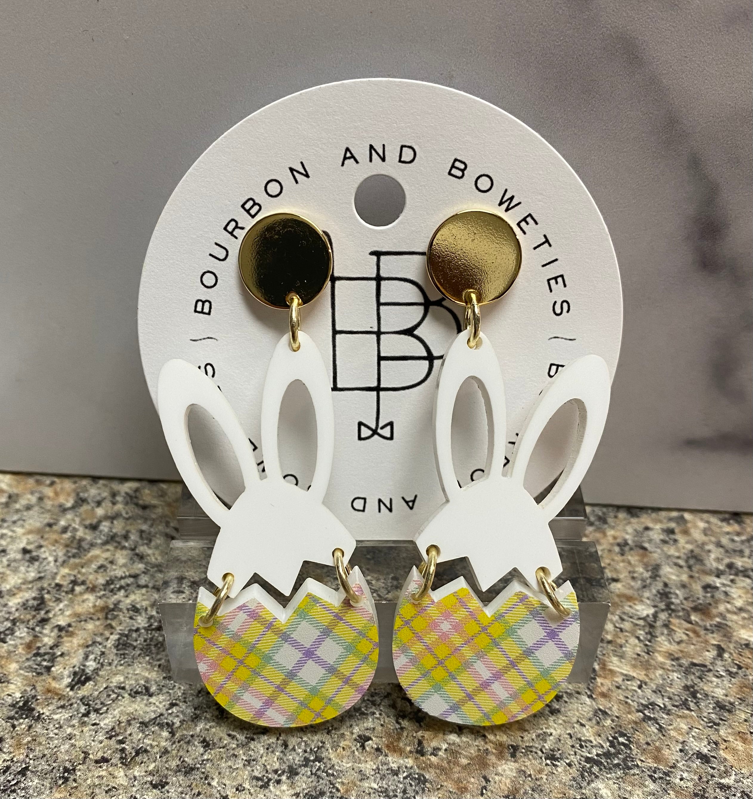 Bourbon & Boweties - Bunny & Cracked Egg Easter Earrings