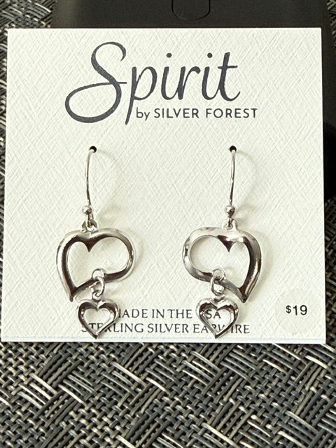 Silver Forest | Spirit Collection | Open Heart Duet Silver Earrings