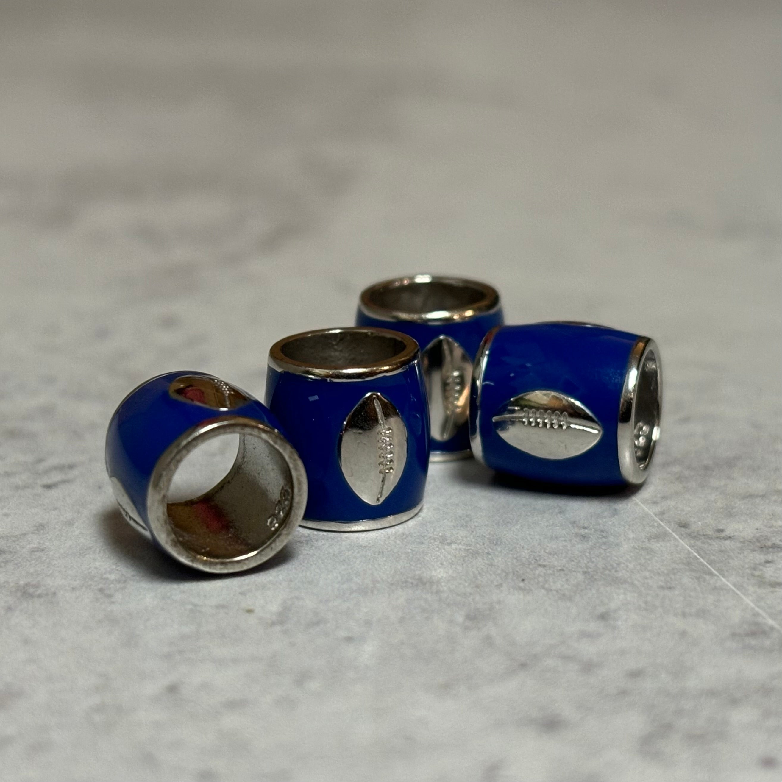 Sterling Silver & Blue Football Bead