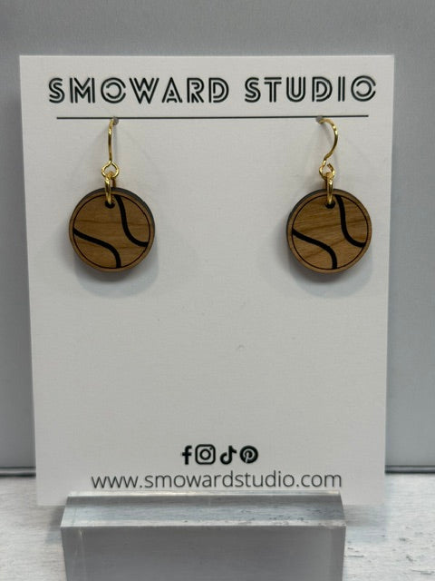 Wooden Tennis Earrings