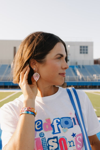 Acrylic Bedford Bison Head Earrings | Pink