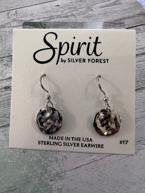 Silver Forest | Spirit Collection | Silver Hammered Disc Earrings