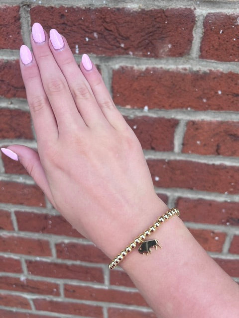 Gold Bison Beaded Bracelet