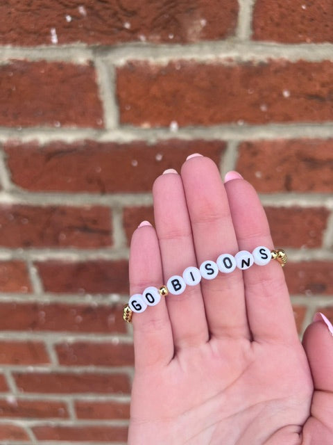 Gold "Go Bison" Beaded Bracelet