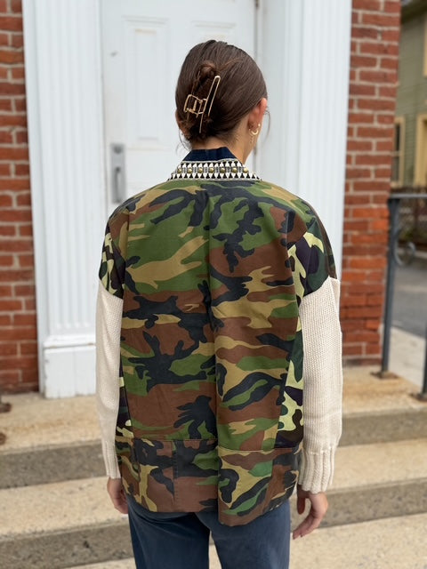 Camp Cardigan | Cream Camo Mix