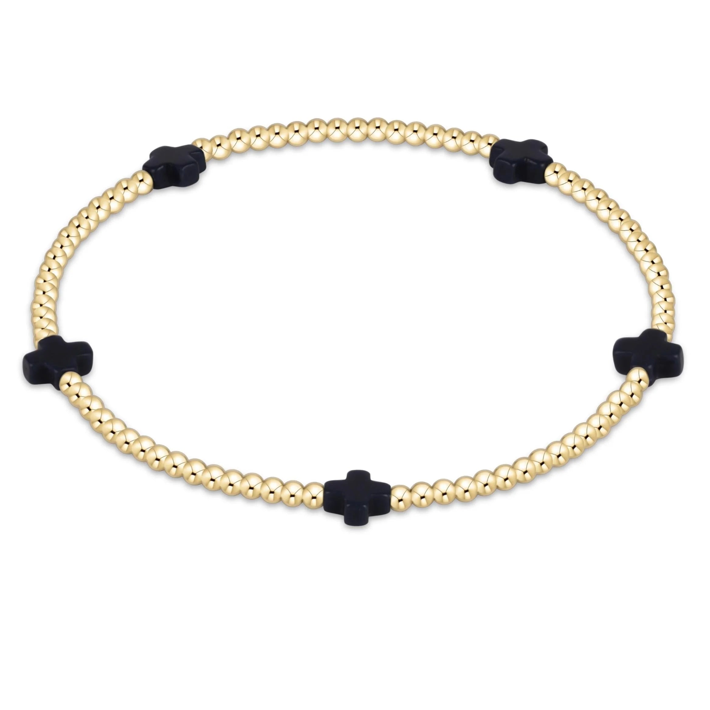 enewton Signature Cross Small 2mm Gold Bracelet | Navy