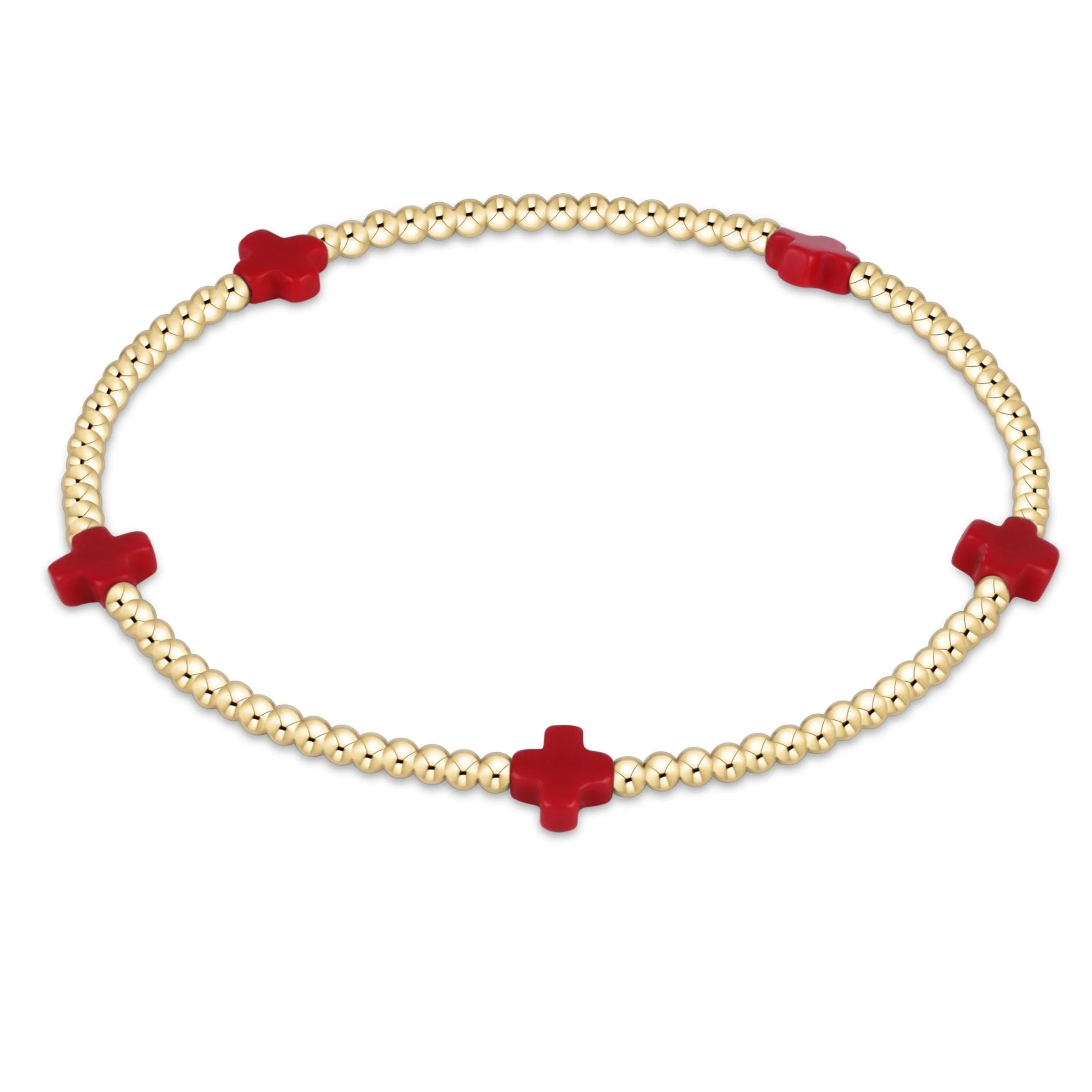 enewton Signature Cross Small 2mm Gold Bracelet | Red