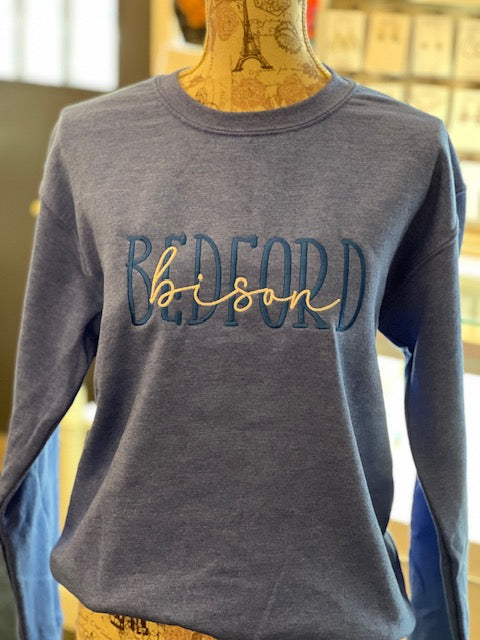 Bedford Bison Embroidered Sweatshirts
