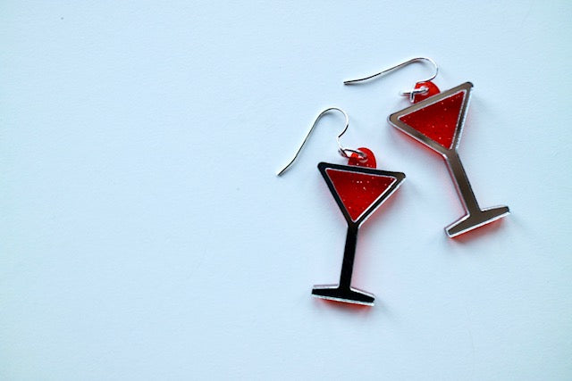 Acrylic Martini Glass Earrings
