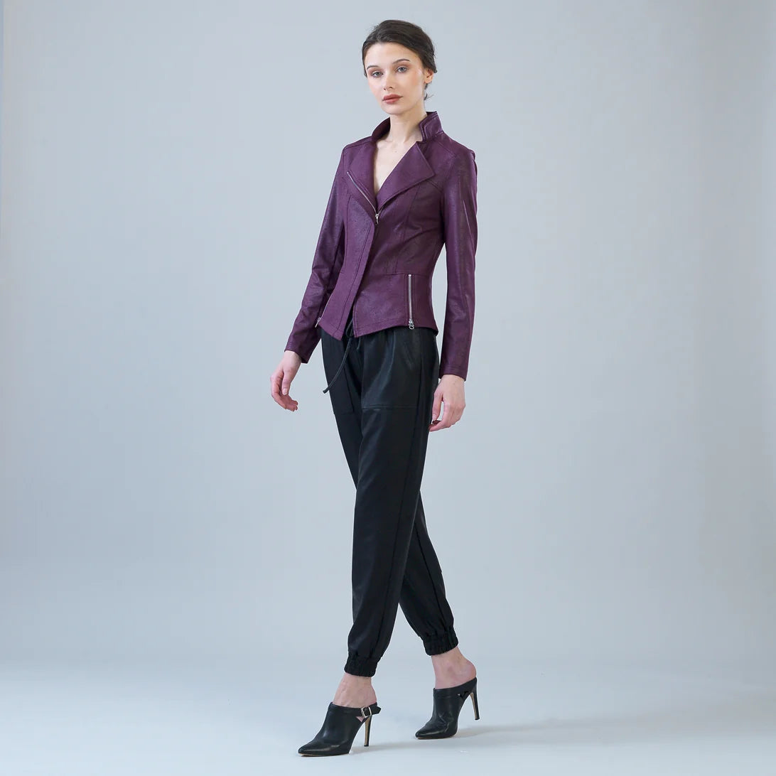 Clara Sunwoo Liquid Leather Zip Jacket | Plum