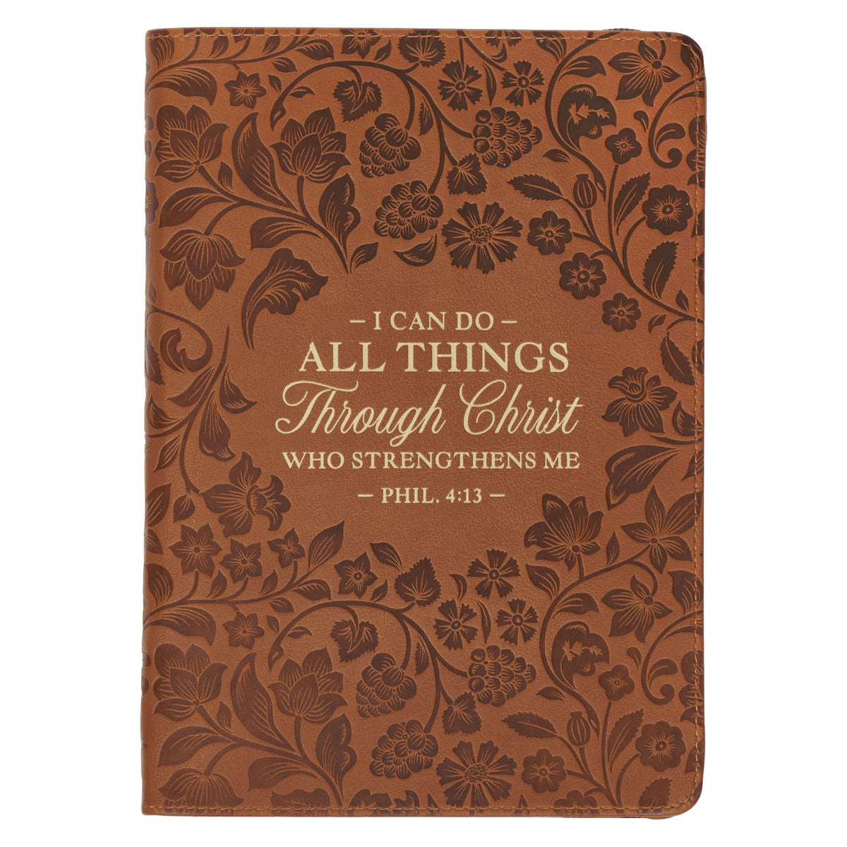 I Can Do All Things Through Christ Faux Leather Classic Journal with Zipper Closure - Philippians 4:13