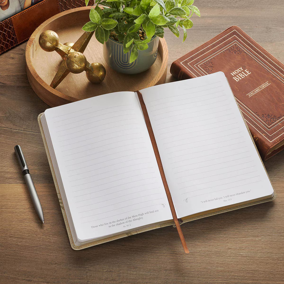 Amazing Grace Taupe Crown of Thorns Classic Faux Leather Journal | Isaiah 53:5