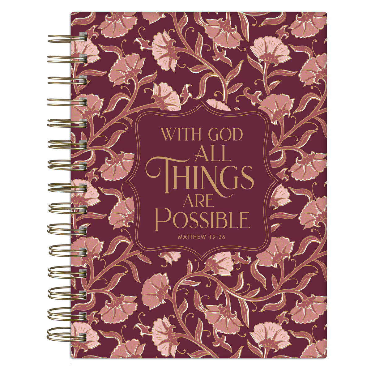 Things Are Possible Burgundy Blush Spiral Journal - Matthew 19:26