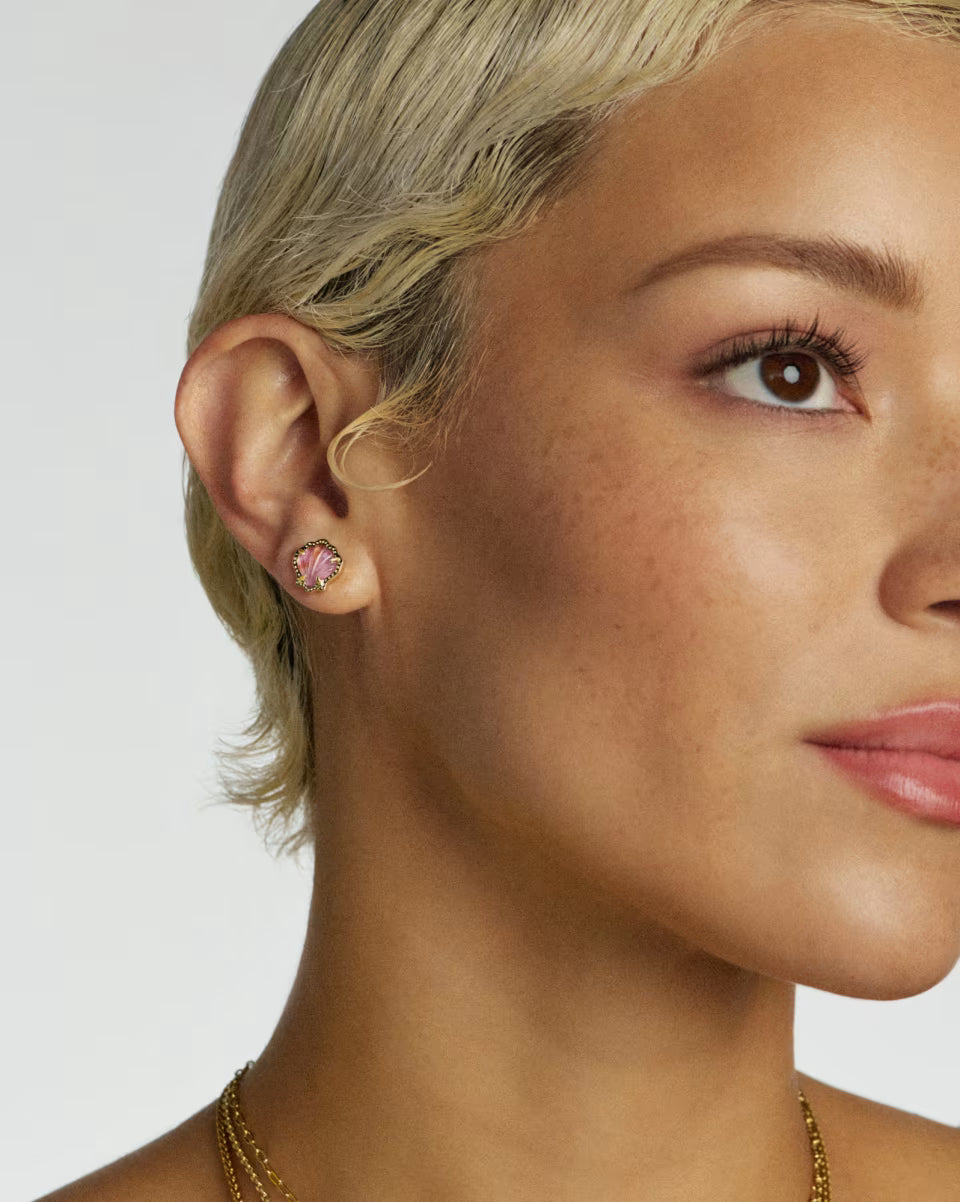 Kendra Scott Brynne Shell Earrings - Purple Iridescent Abalone Illusion