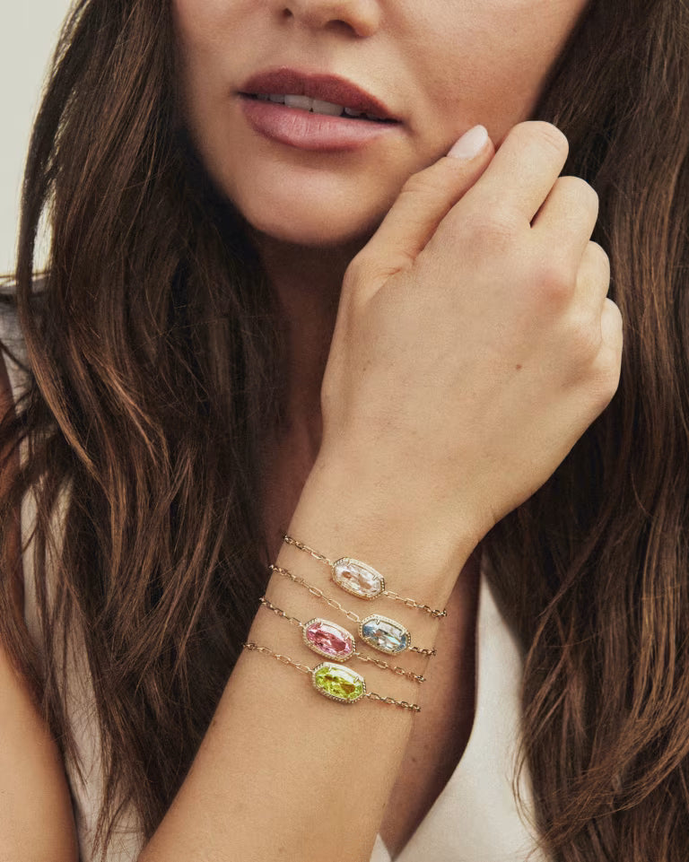 Kendra Scott Elaina Luxe Gold Chain Bracelet | Light Blue CZ