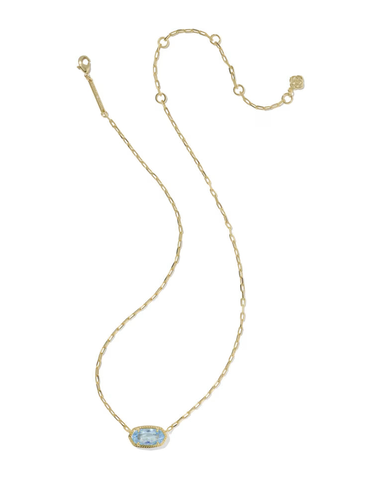 Kendra Scott Elisa Luxe Gold Short Pendant Necklace | Light Blue CZ