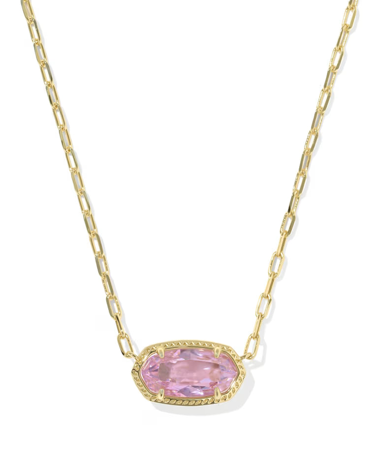 Kendra Scott Elisa Luxe Gold Short Pendant Necklace | Light Pink CZ