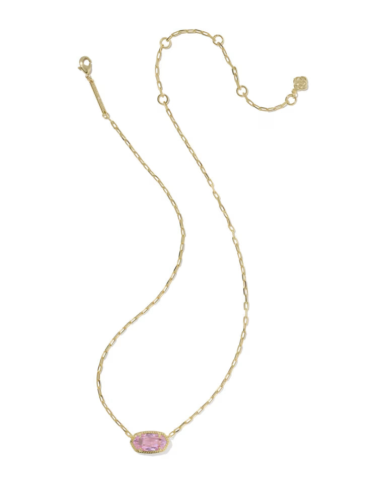 Kendra Scott Elisa Luxe Gold Short Pendant Necklace | Light Pink CZ
