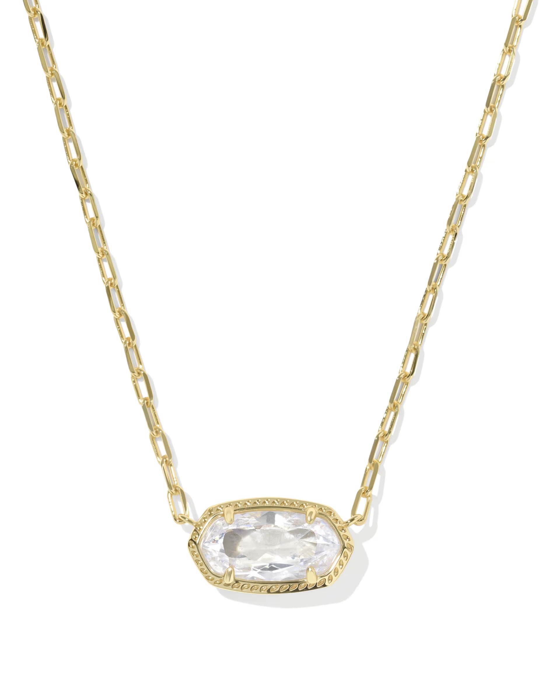 Kendra Scott Elisa Luxe Gold Short Pendant Necklace | White CZ