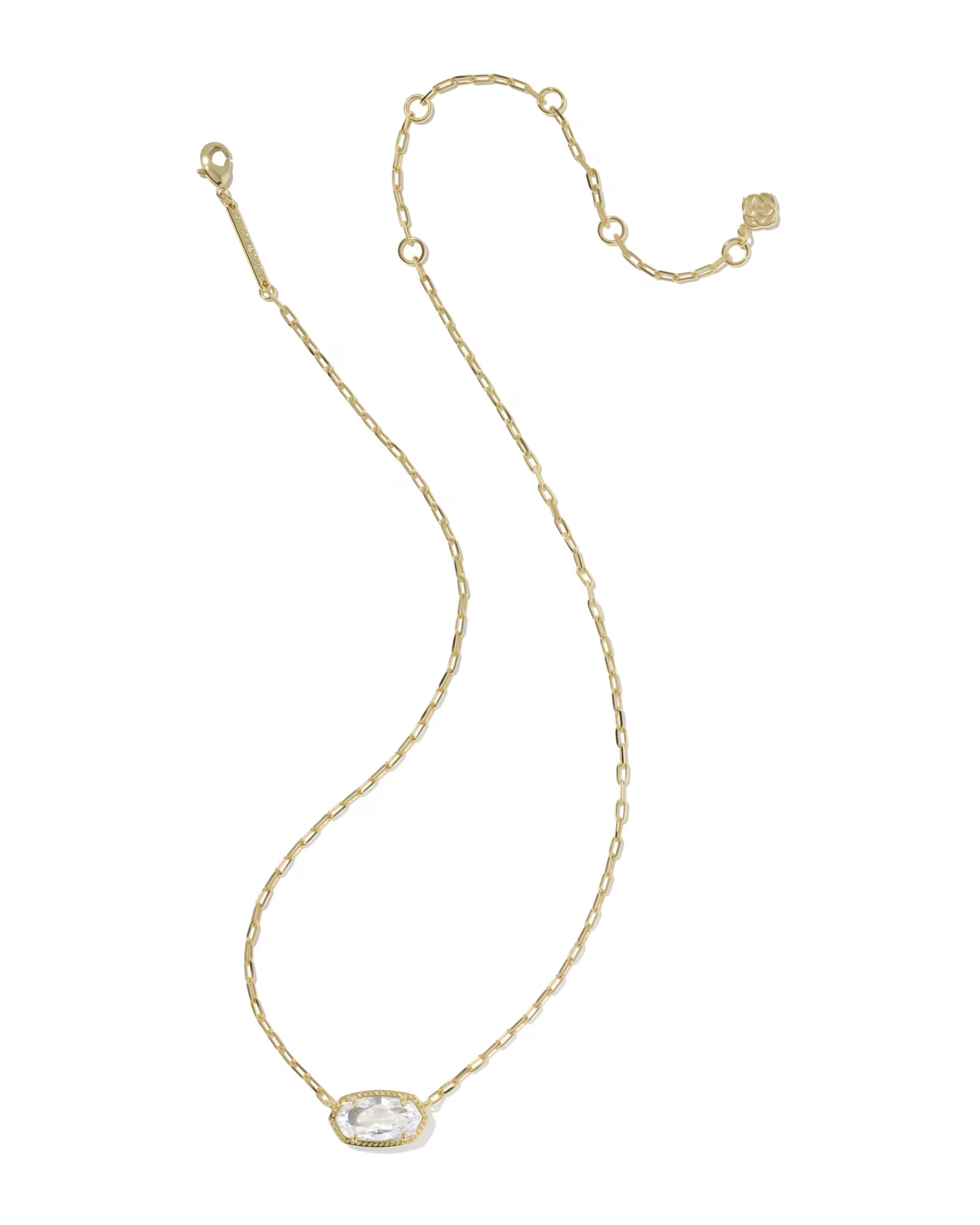 Kendra Scott Elisa Luxe Gold Short Pendant Necklace | White CZ
