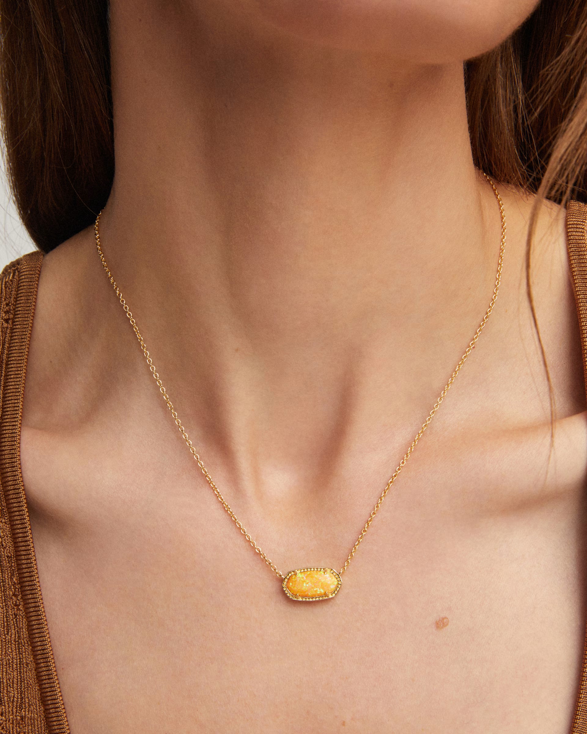 Kendra Scott Elisa Pendant Necklace | Gold | Citrus Opal