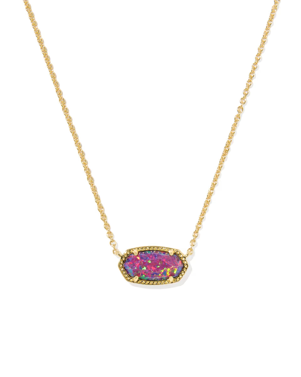 Kendra Scott Elisa Gold Pendant Necklace - Dark Lavender Lab Grown Opal