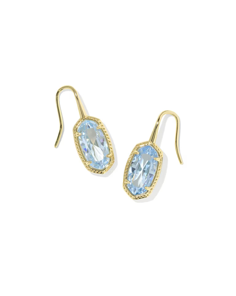 Kendra Scott Lee Luxe Gold Drop Earrings | Light Blue CZ