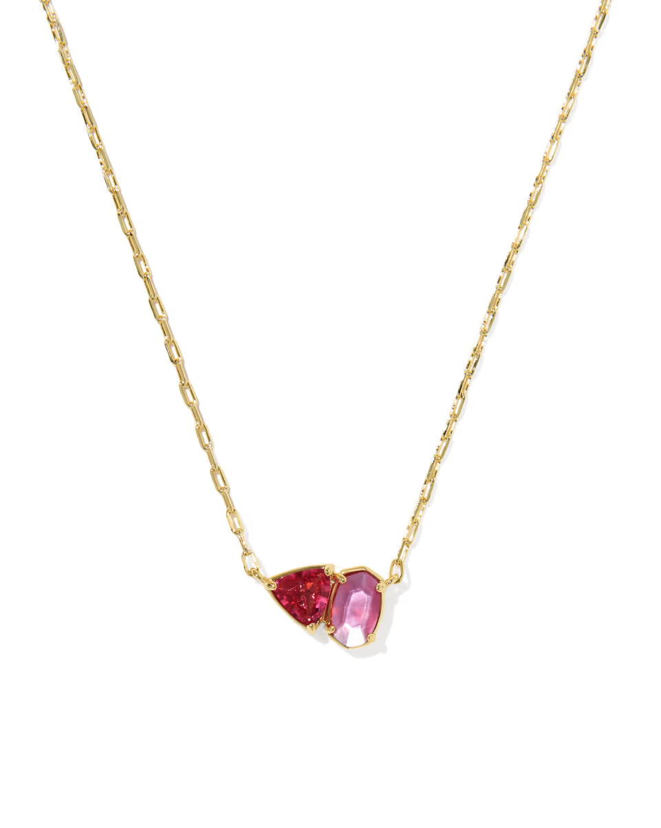 Kendra Scott Tatum Gold Short Pendant Necklace - Pink Mix