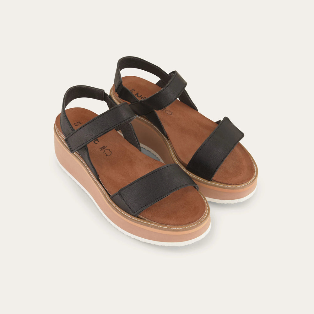 NAOT Meringue Platform Sandal | Black Leather