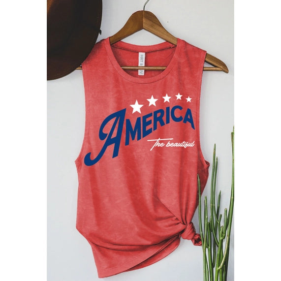 America The Beautiful Mineral Red Graphic Tank Top