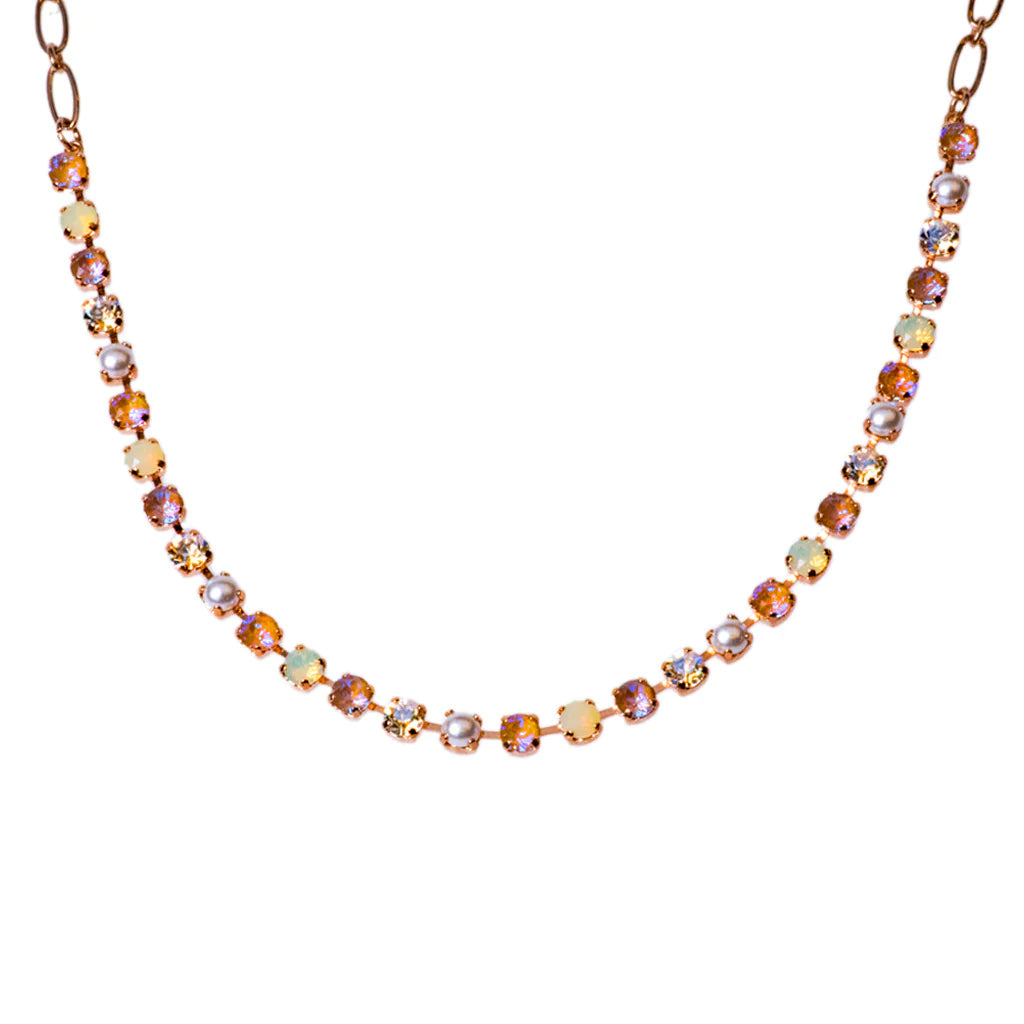 Mariana Silver Petite Everyday Crystal Necklace In "Butter Pecan"