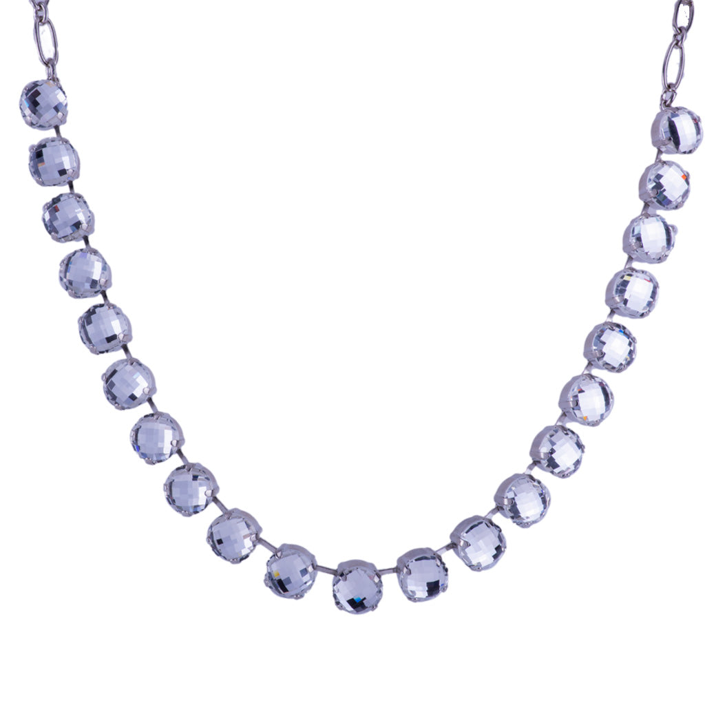 Mariana Silver Large Round Crystal Necklace in "Checkerboard Clear"