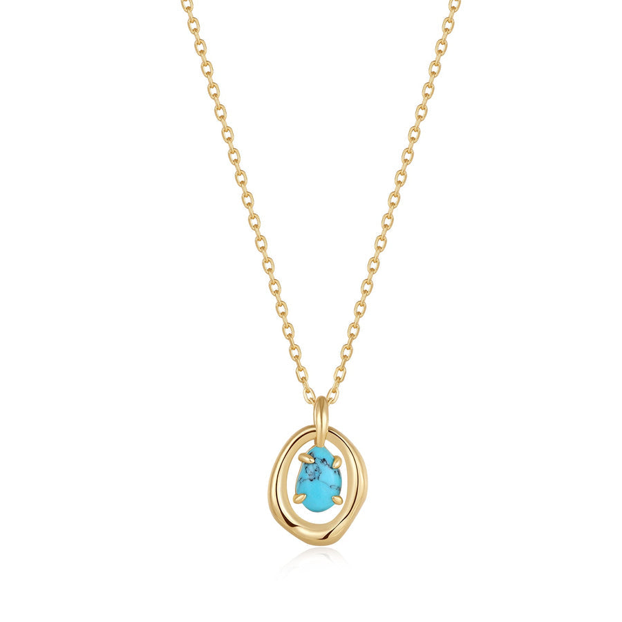 Ania Haie Turquoise Wave Circle Pendant Necklaces